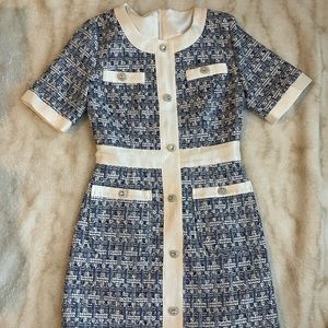 Soodee Boutique Blue Tweed Mini Dress
